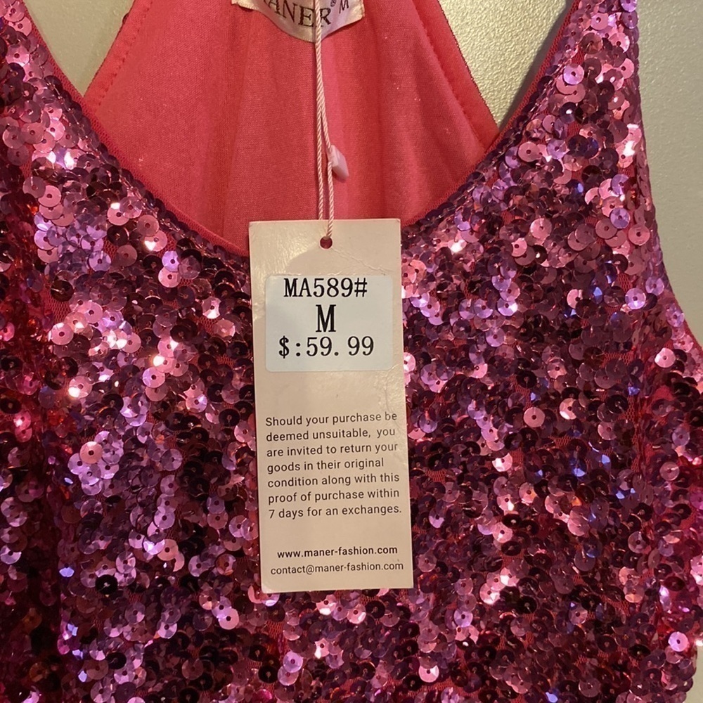 NEW Maner Red Ombre Sequin Sleeveless Cocktail/Party/Formal Mini Dress Size M - Picture 5 of 5